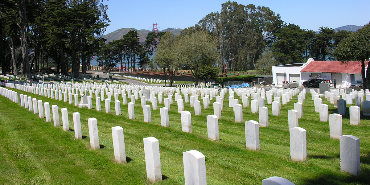 Photo of tombstones at the San Francisco National Cemetery